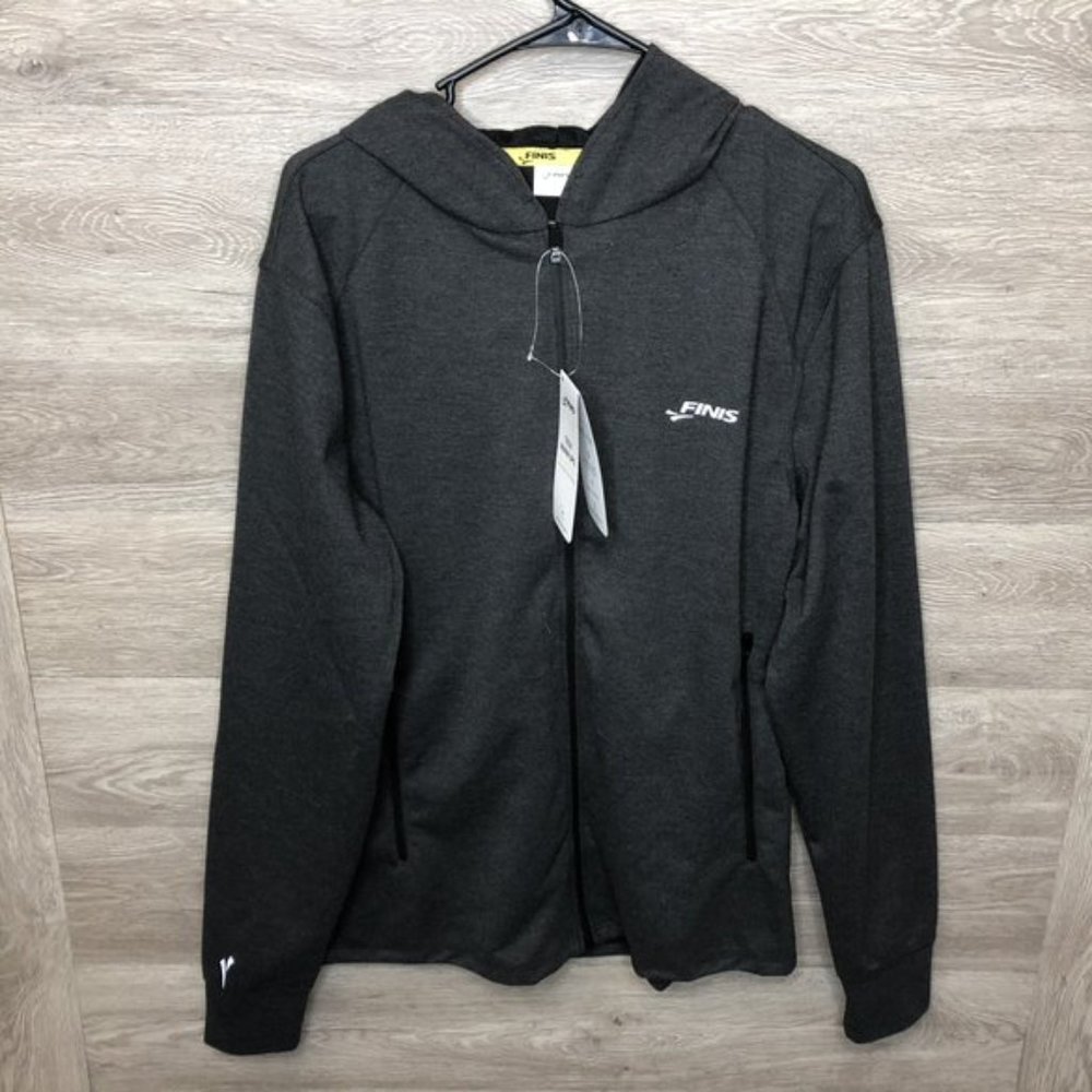Finis Mens Large Black Tech Jacket Full Zip Hoodie